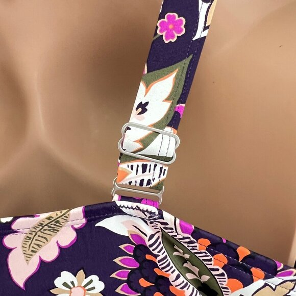 Lands' End Floral Print Tankini Top  Ruched Sides & Adjustable Straps 22w - Picture 3 of 8